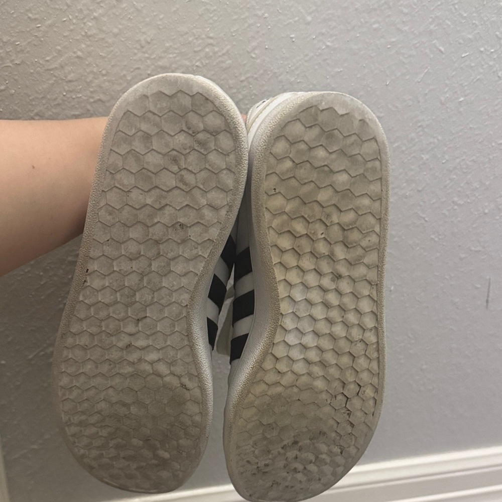 adidas White Sneakers with Black Stripes - Low Top Casual Shoes - Picture 5 of 5